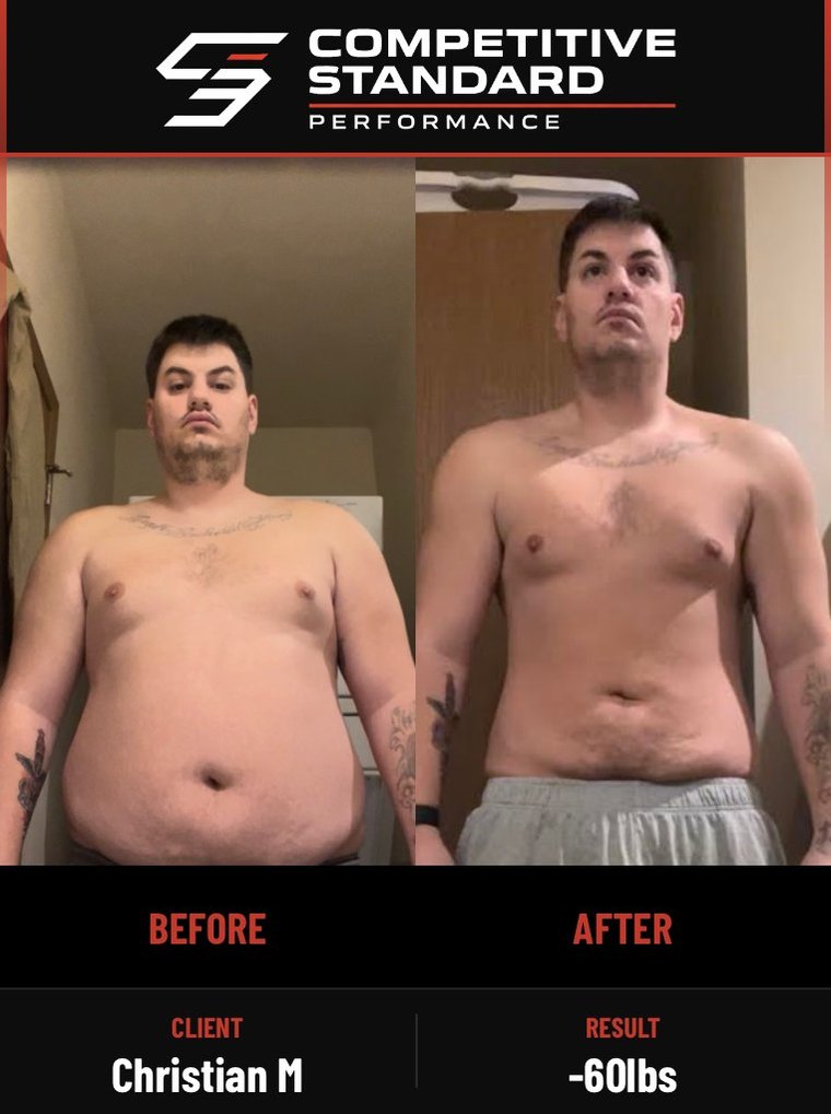 CSP client Christian M. transformation — down 60 lbs