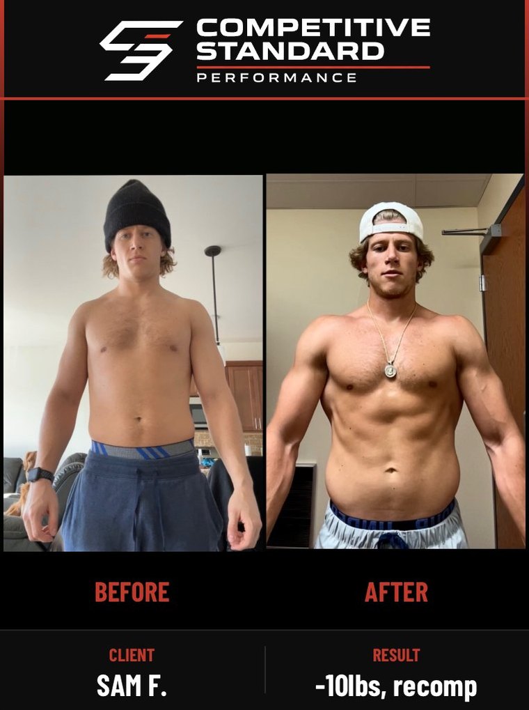 CSP client Sam F. transformation — down 10 lbs, recomp